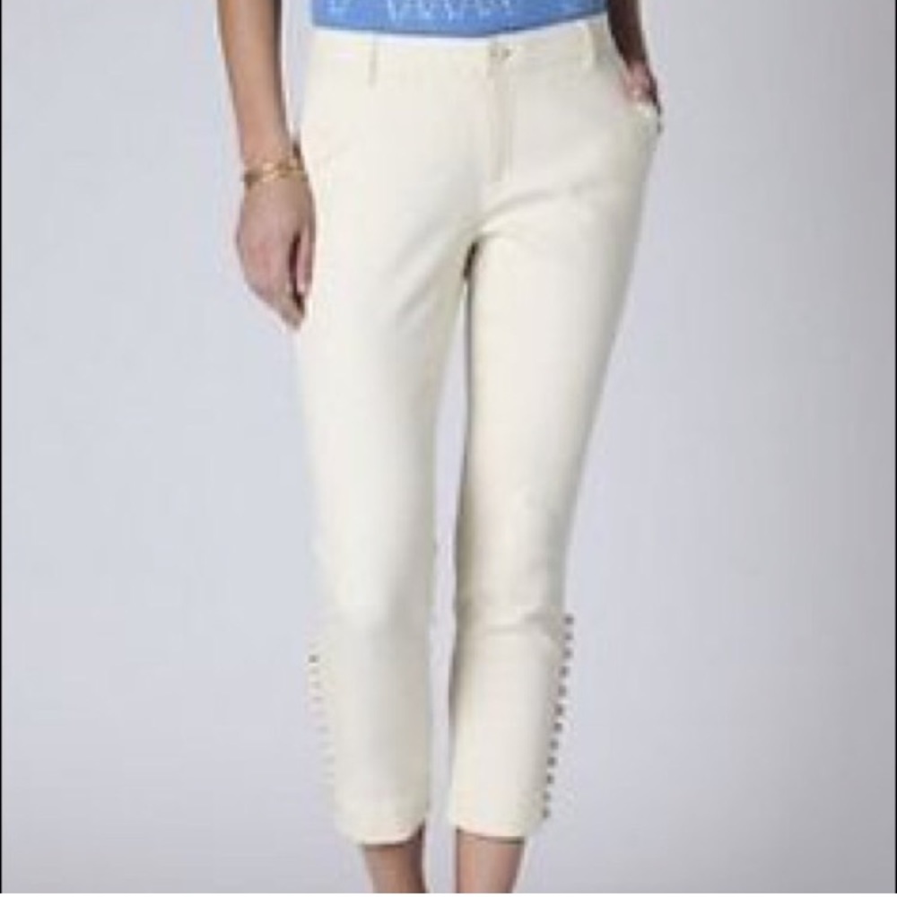 Anthropologie ivory admiral cropped pants